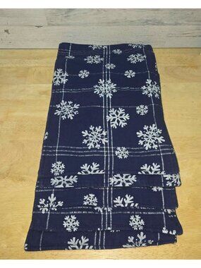 Holiday Winter Snowflake Double Fabric Layer Reversible Placemats Navy Set Of 5